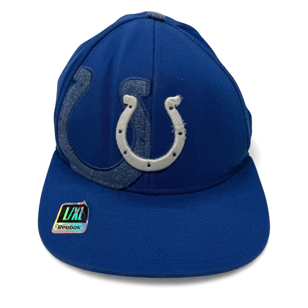 Reebok Indianapolis Colts NFL Team Logo Fitted‎ Cap Mens L XL Blue